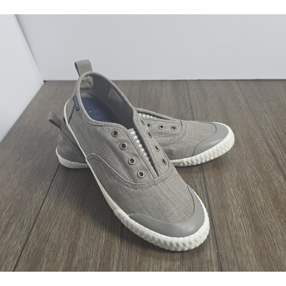 Sperry Canvas Grey SLIP ON Womens 10 M Boat Sneaker  Top Sider